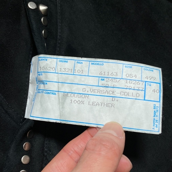 Vintage 90s Gianni  Versace Studded Suede Leather Sherpa Jacket Womens 40 - Picture 14 of 16